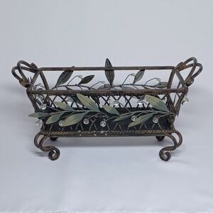 Vintage PartyLite Garden Decor Leaf Wire Metal Basket Candle Trinket Holder